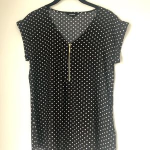 Express black silky polka dot blouse